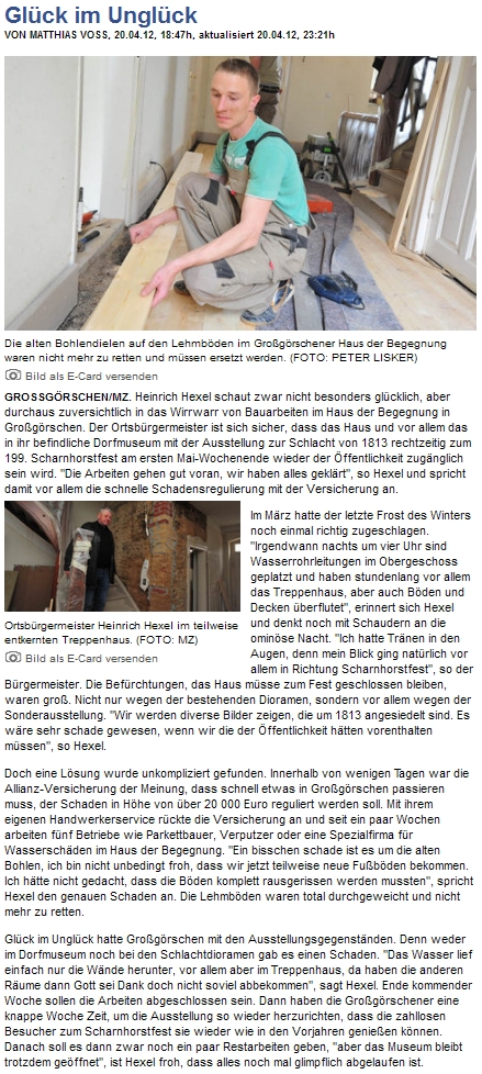 "Glück im Unglück" Mitteldeutsche Zeitung 20.04.2012