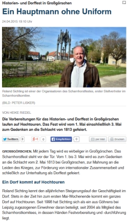 "Ein Hauptmann ohne Uniform” Mitteldeutsche Zeitung vom 25.04.2015
