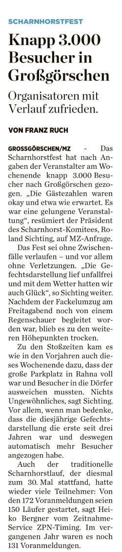 ”Knapp 3.000 Besucher in Großgörschen” Mitteldeutsche Zeitung vom 11.05.2023