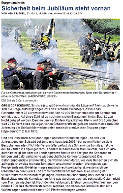 "Sicherheit beim Jubiläum steht vornan!" Mitteldeutsche Zeitung 24.10.2012