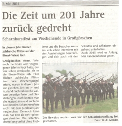 ”Die Zeit um 201 Jahre zurückgedreht” Wochenspiegel vom 07.05.2014
